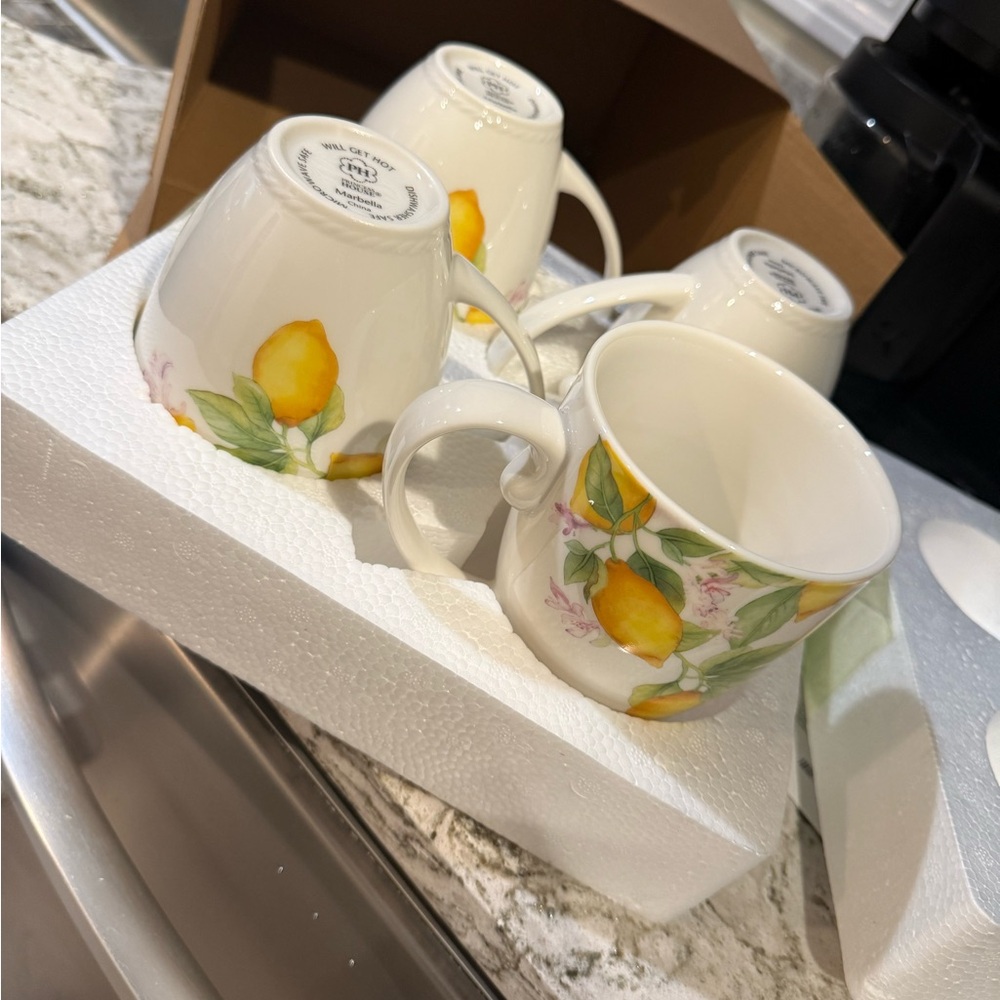Princess House Lemon Design Mug Set